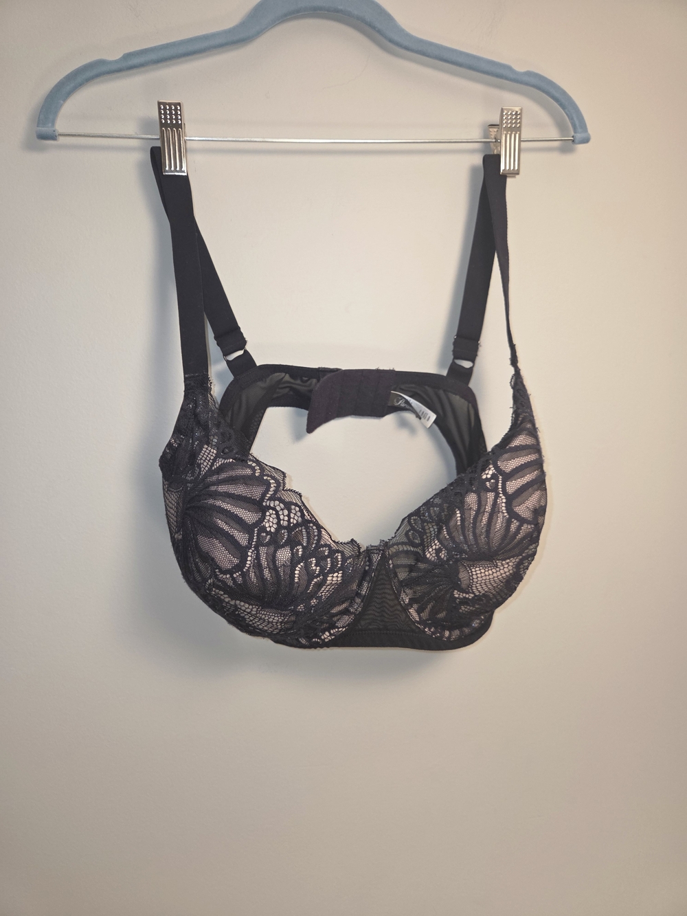 Paramour Black Lace Underwire Bra with Sheer Accents